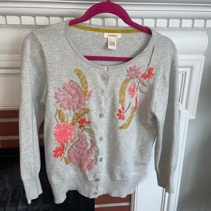 Sundance Gray Floral Embroidered Women's Sweater Festive!